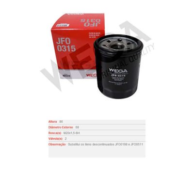 Filtro de Óleo Lubrificante - JFO-0315 - WEGA