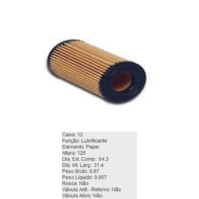 Filtro de Óleo Lubrificante Refil - PEL313 - TECFIL